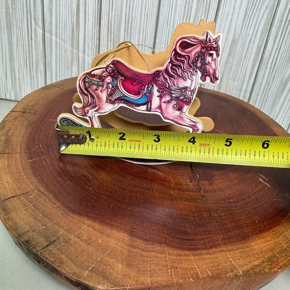 Wooden Rocking Horse For Christmas Tree Decor 4"x2" - Picture 7 of 8